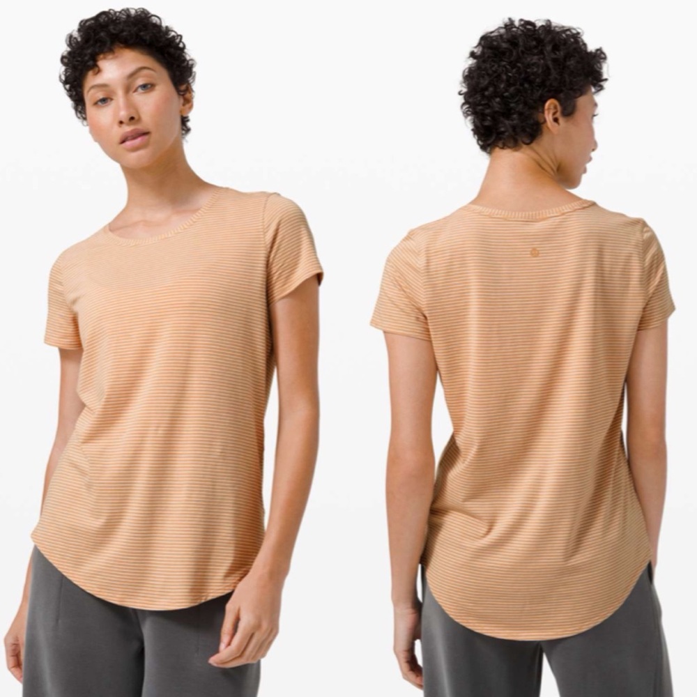 Lululemon Love Crew III Hype Stripe Beech Wood White SZ 10